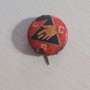 LCS L. C. S. Helping Hand And Triangle Antique Lapel Pin